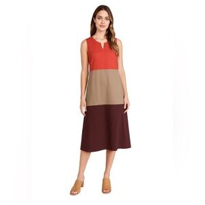 Antonelli Firenze  Color Block Cotton Midi/Maxi Dress 12 Italian Women Designer